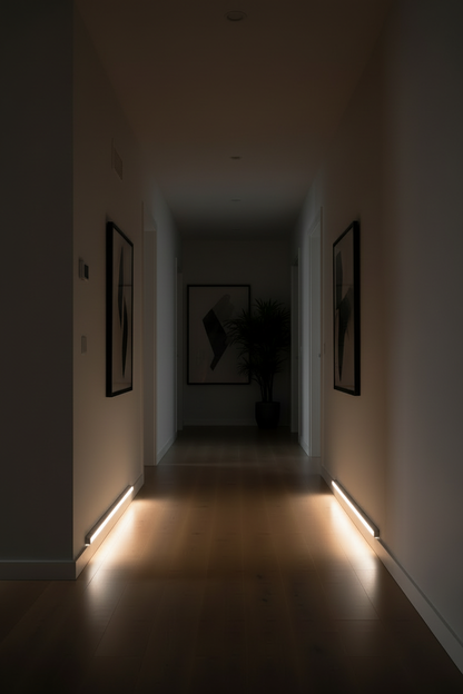 Hallway with brighter LED bars